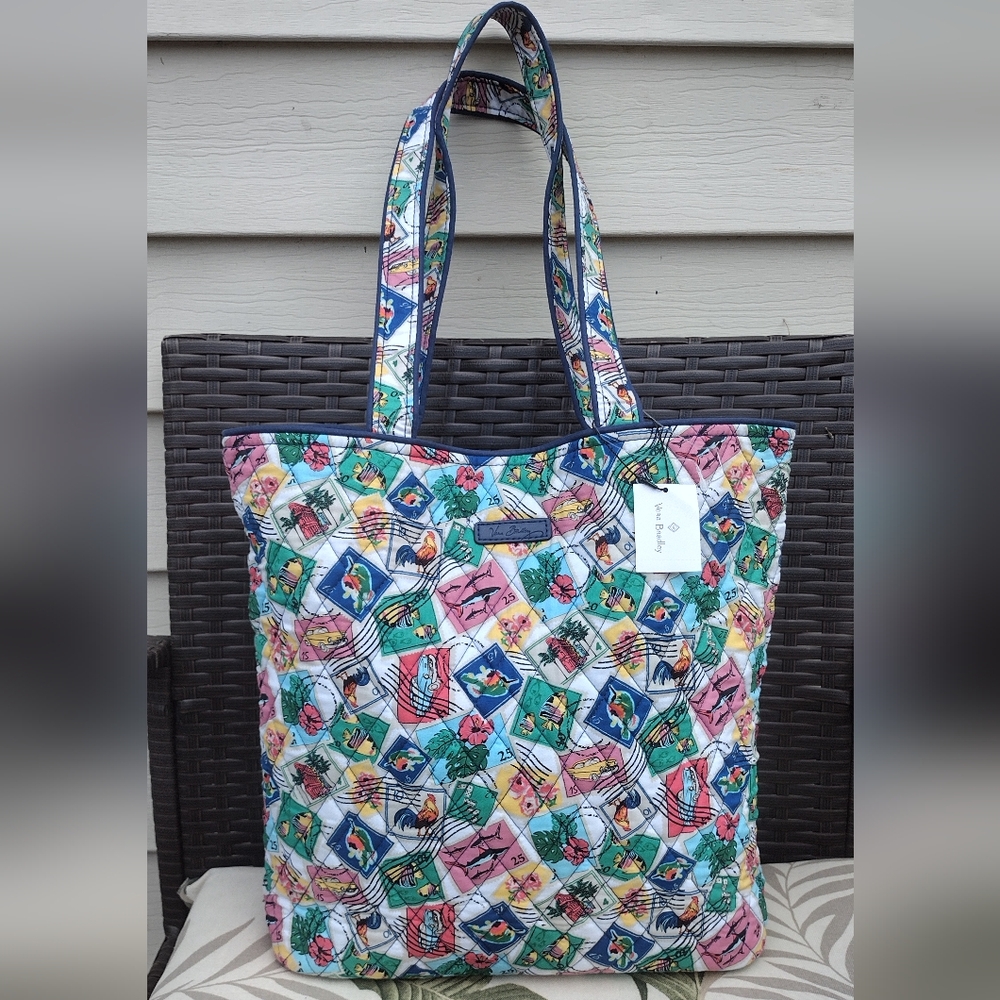 NWT Vera Bradley tote Miller bag in Cuban Stamps - Picture 4 of 7